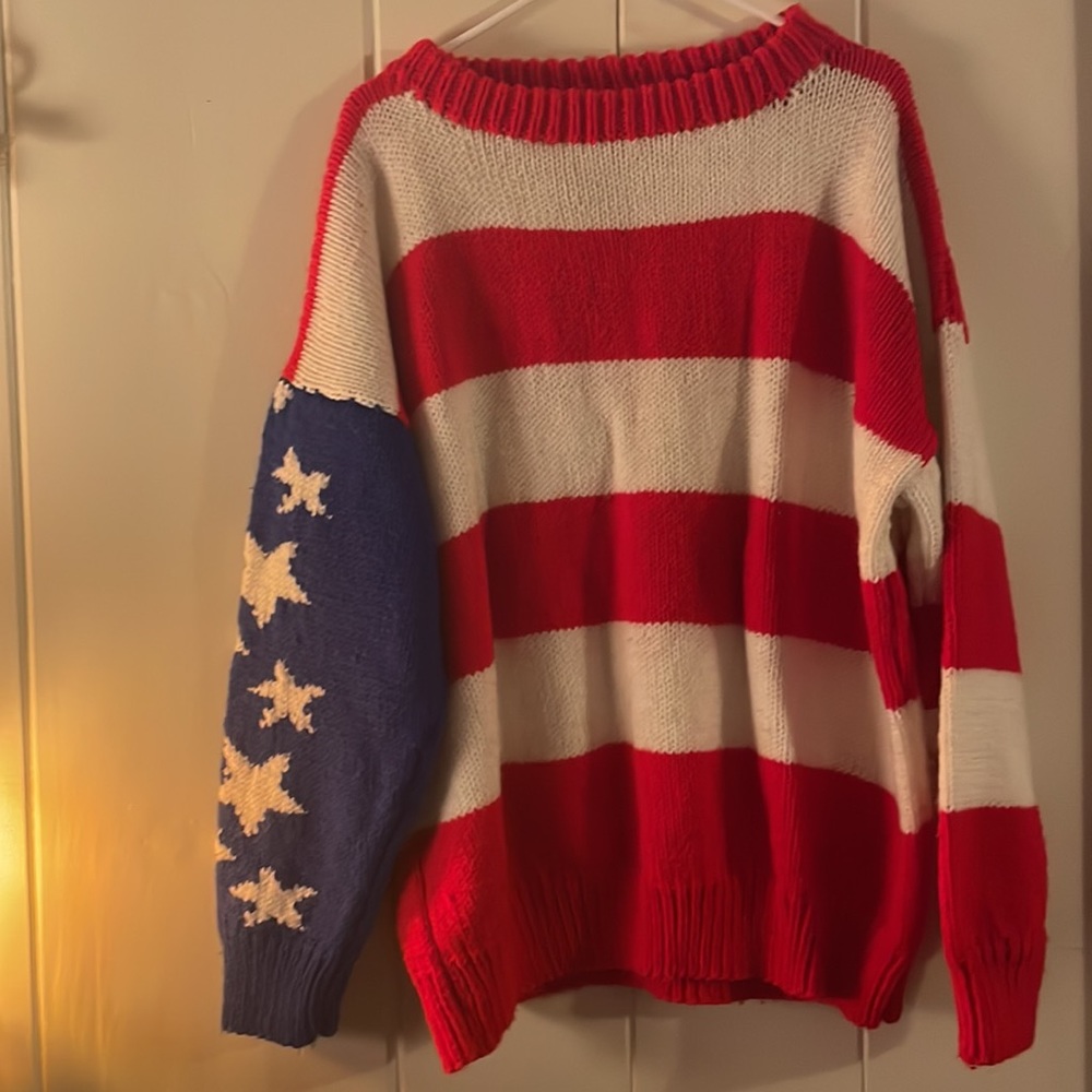 One of a kind handmade American flag sweater